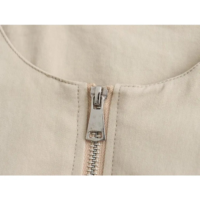 Pre Order: Solid Round Neck Zip Up Jacket