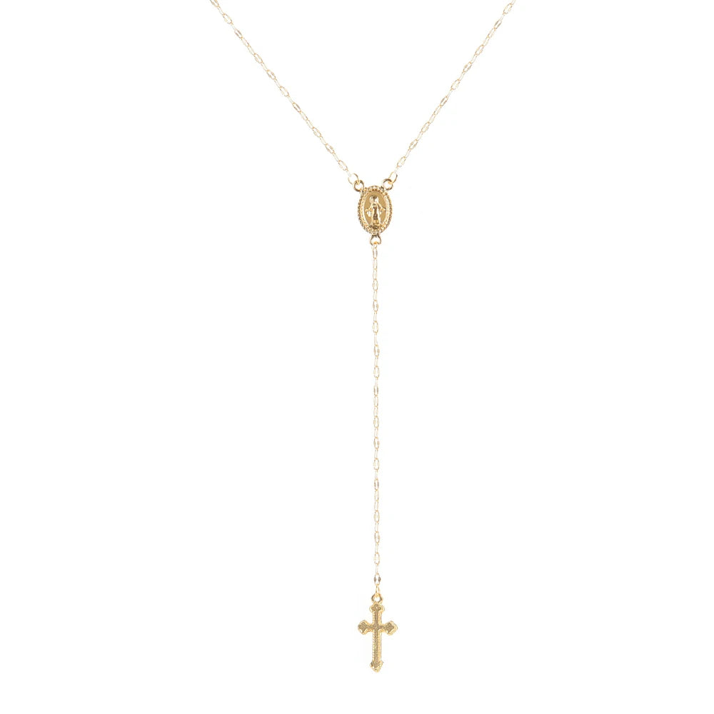 Pre Order:  Cross Pendant Chain Rosary Necklace