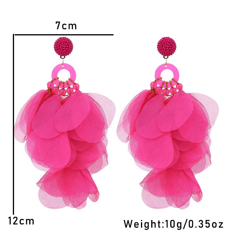 Pre Order:  Soft Petals Beaded Dangling Earrings