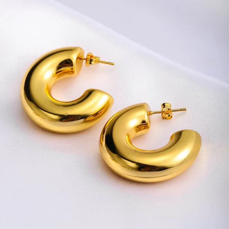 Pre Order:  Chunky C Shape Hoop Earrings