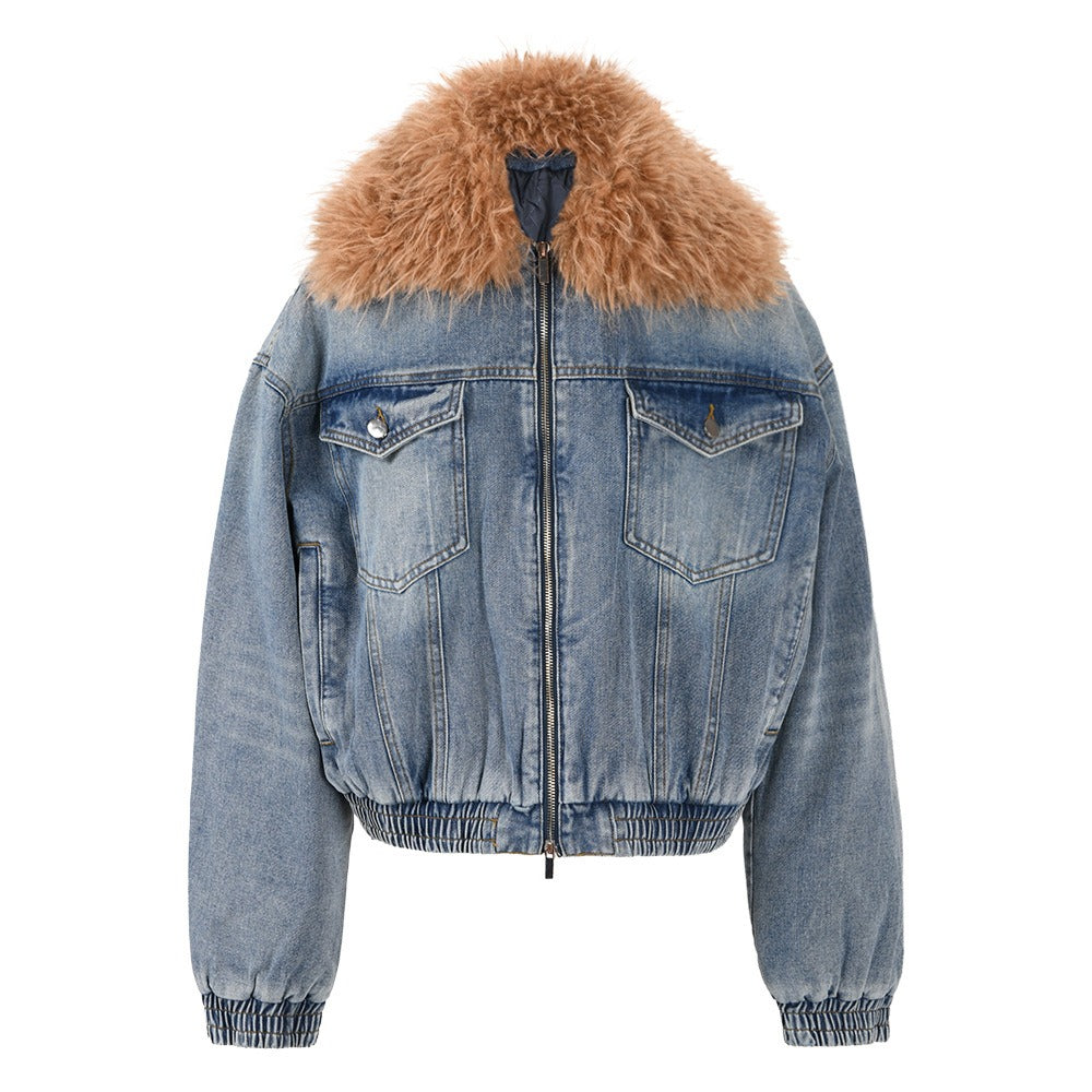 Pre Order:  Cotton Loose Large Fur Collar Jacket