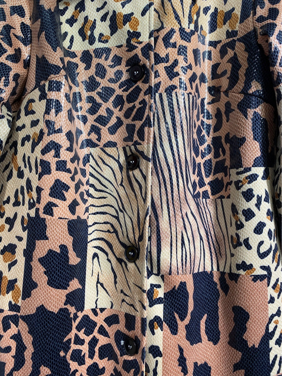 Pre Order:  Leopard Spliced Faux Leather Coat