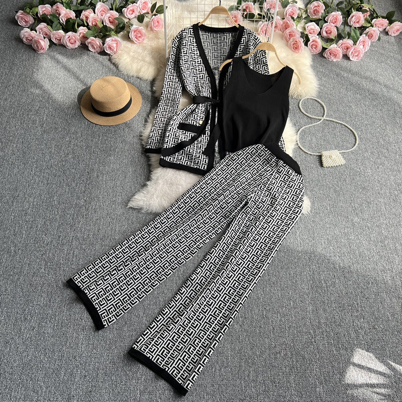 Pre Order:  Two-Piece Knitted Top + Wide Leg Pants