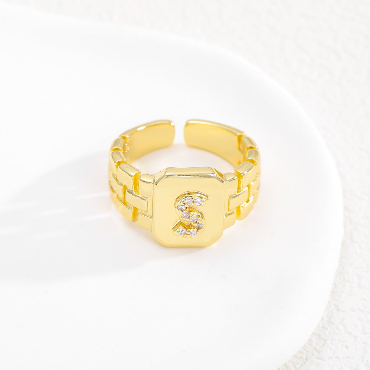 Pre Order:  Letter Series Strap Design Open Ring