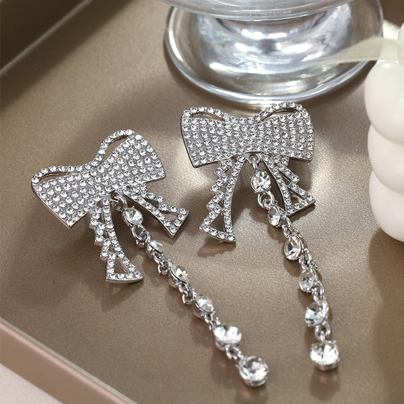 Pre Order:  Bow Tassel Diamond Earrings