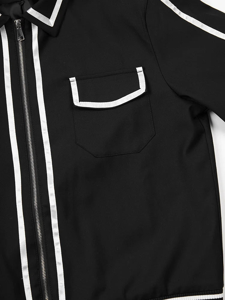 Pre Order:  Contrast Lined Edges Zip-Up Jacket