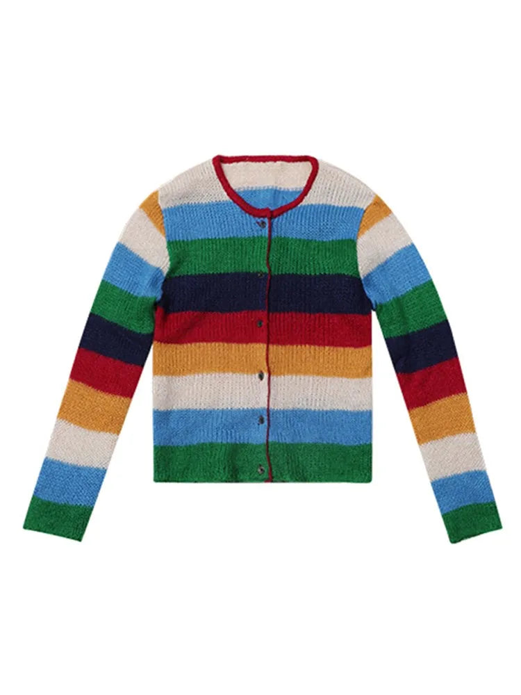 Pre Order:  Multicolor Striped Contrast Cardigan