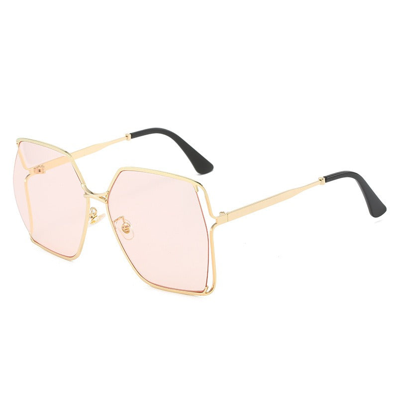 Pre Order:  Large Frame Metal Hollow Sunglasses