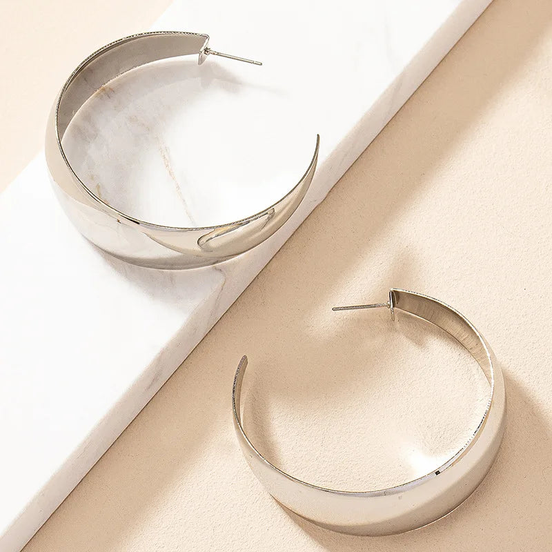 Pre Order:  Geometric Smooth Metal Hoop Earrings