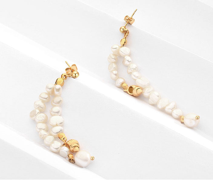 Pre Order: Geometric Pearl Tassel Exaggerated Earrings