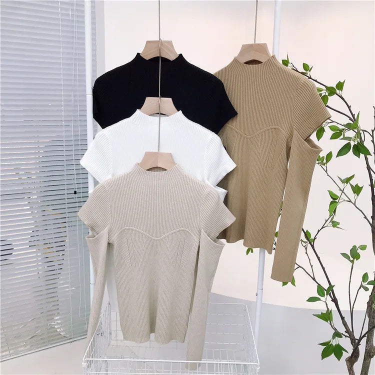 Pre Order:  Vintage Turtleneck Knitted Hollow-Out Sweaters