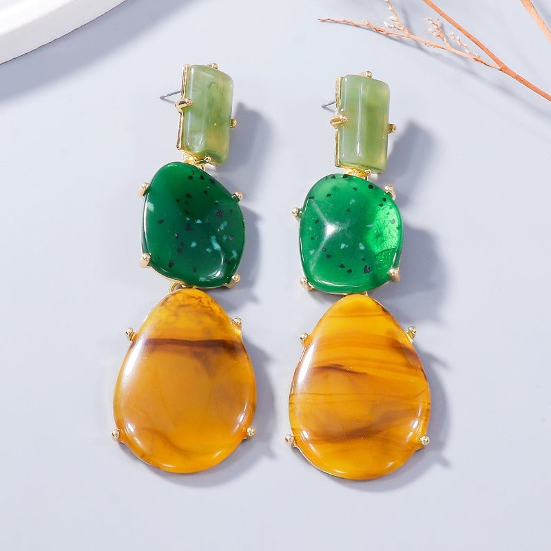 Pre Order:  Multi-Layered Exaggerated Geometric Resin Earrings