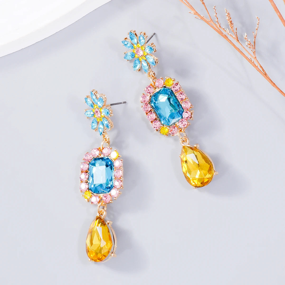 Pre Order:  Crystal Flower Water Drop Earrings