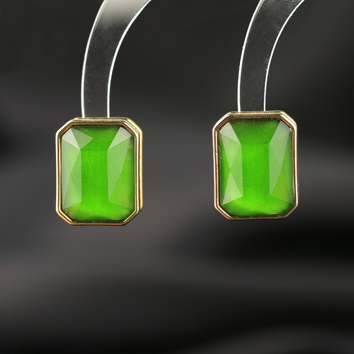 Pre Order:  Gemstone Inlaid Zircon Geometric Earrings