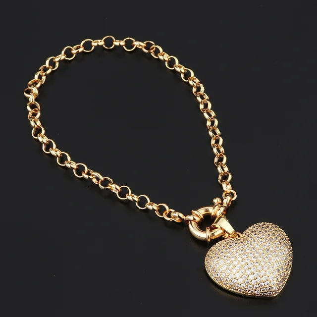 Pre Order:  Heart Micro-Set Zircon Plated Bracelet