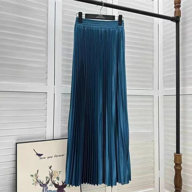 Pre Order:  Solid Pleated A-Line Maxi Skirt