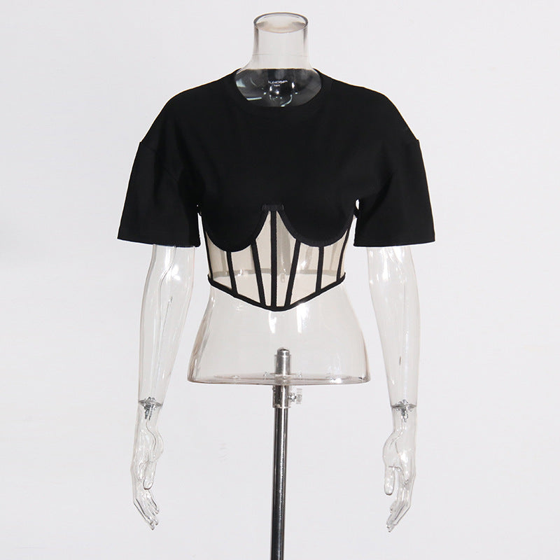 Mesh Hollow Out Crop Top