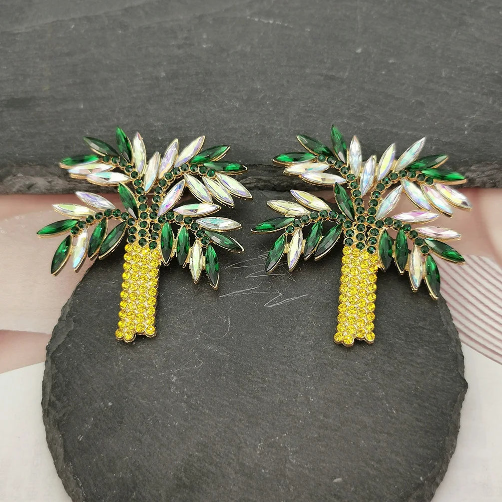 Pre Order:  Palm Tree Crystal Stud Earrings