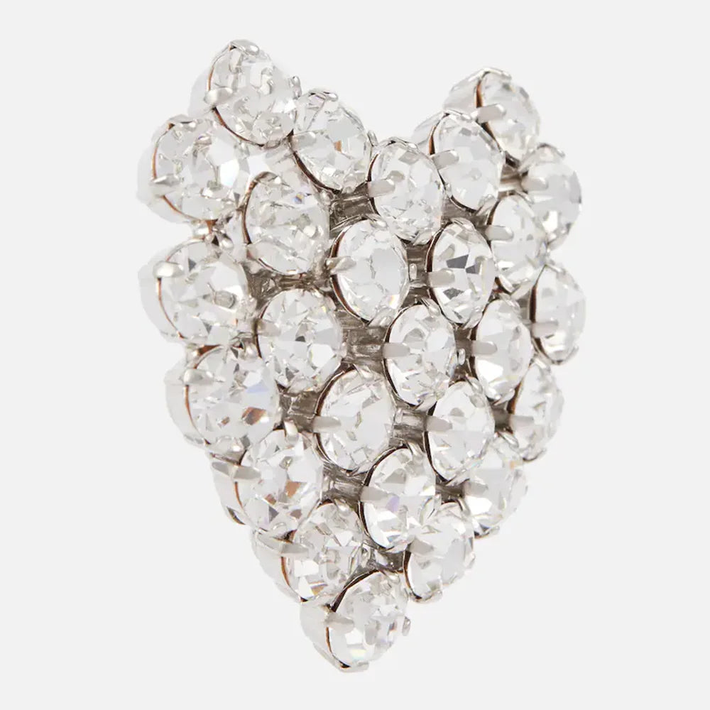 Pre Order:  Round Rhinestone Heart Clip-On Earrings