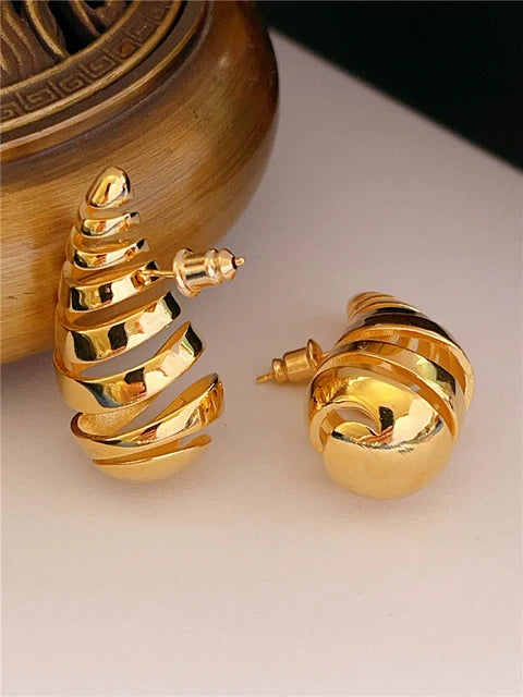 Pre Order:  Hollow Spiral Stud Copper Earrings