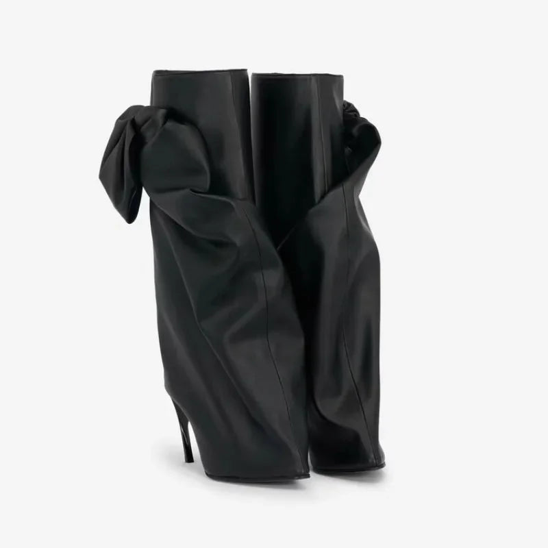 Side Bows Wrapped Mid-Calf Boots