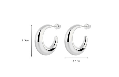 Pre Order:  S925 Silver Needle Hollow Geometry C-Shaped Earrings