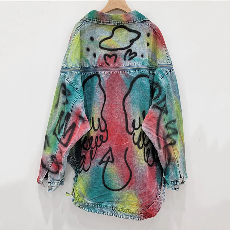 Pre Order:  Graffiti on Denim  Long Back Jacket