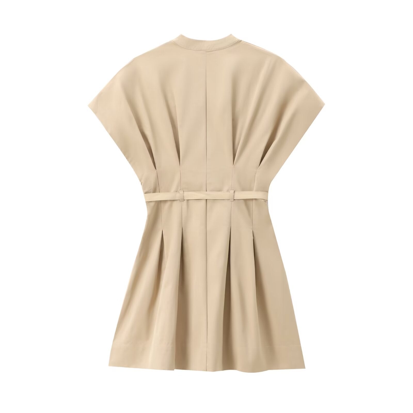 Solid Pleated Short Slim Dress