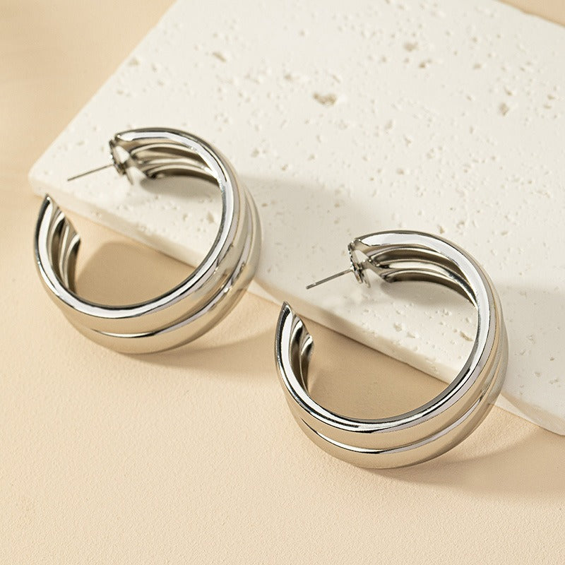 Pre Order:  Geometric Circle Alloy Earrings