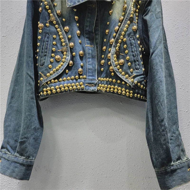 Pre Order:  Long Sleeve Rivet Denim Jacket