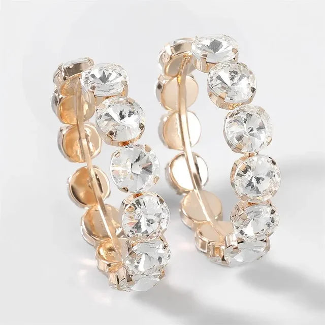 Pre Order:  Exaggerate Rhinestone Hoop Earrings