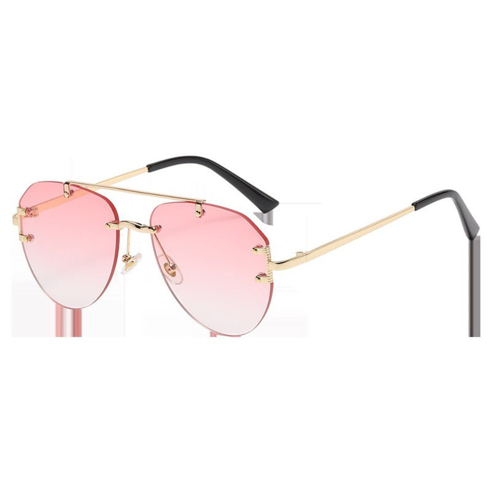 Pre Order:  Retro Double Bridge Rimless Sunglasses