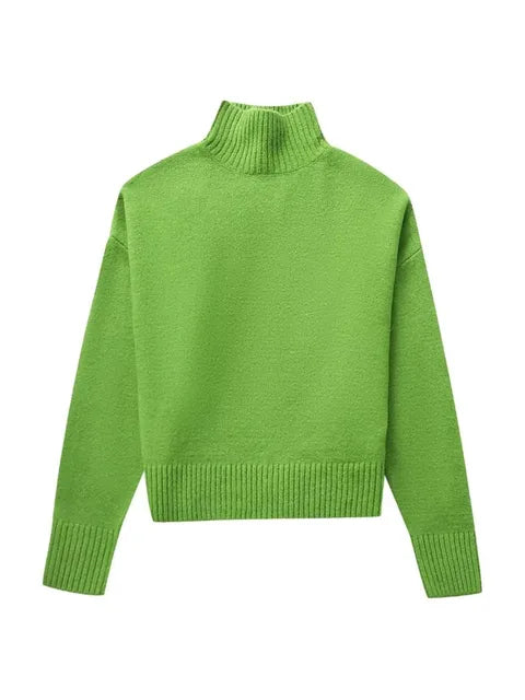 Pre Order:  Casual Solid Green Knitted Loose Sweater