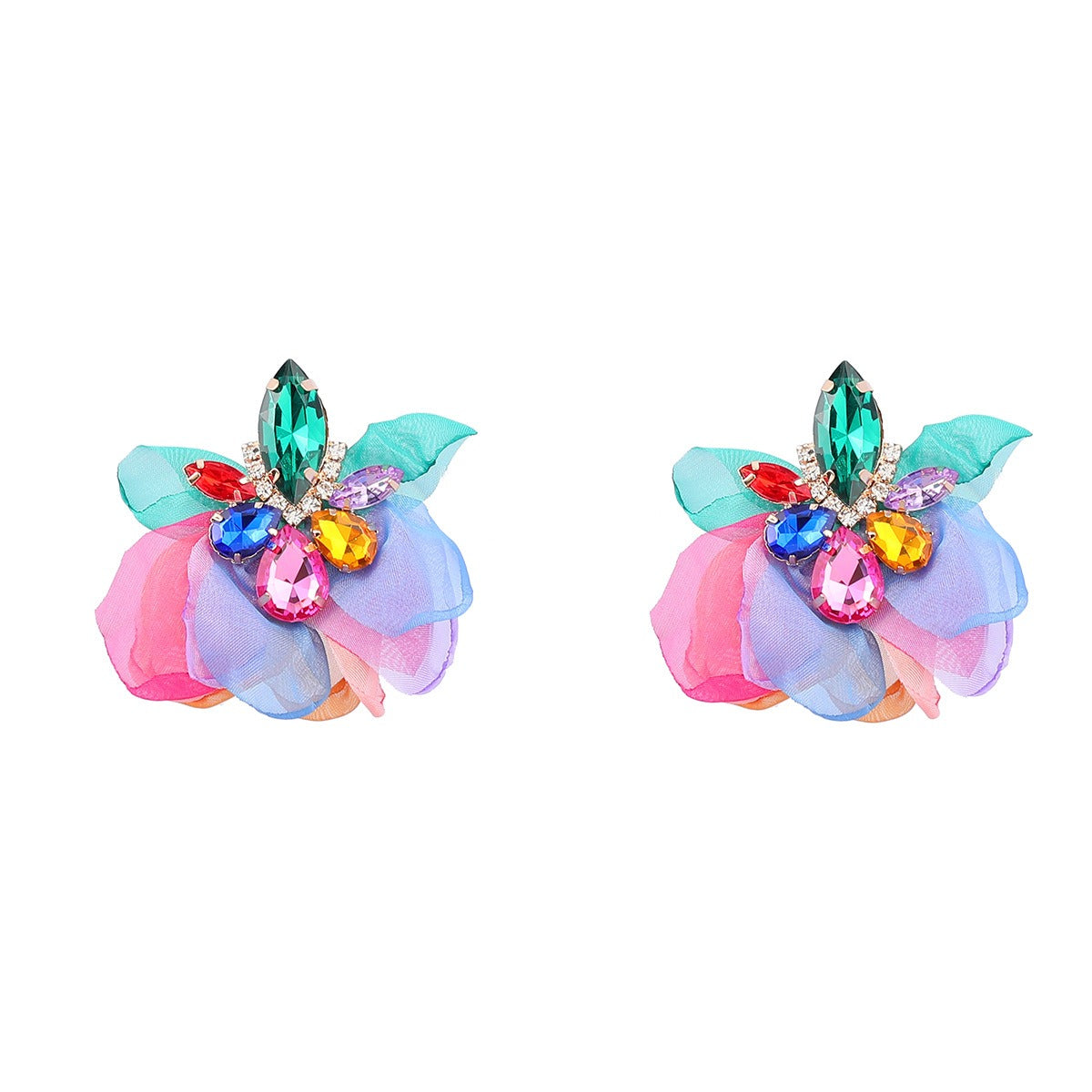 Pre Order:  Elegant Vintage Alloy Diamond Flower Earrings