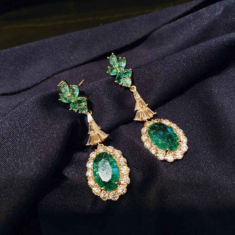 Pre Order:  Green Broken Cubic Zirconia Earrings