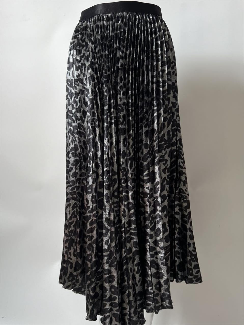 Pre Order:  Metallic Light Leopard Print High Waisted Skirt