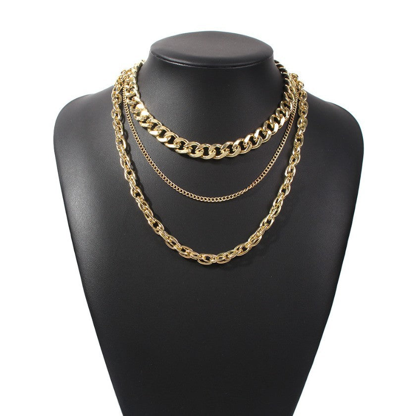 Pre Order:  Tri-level Plated Chain Necklace