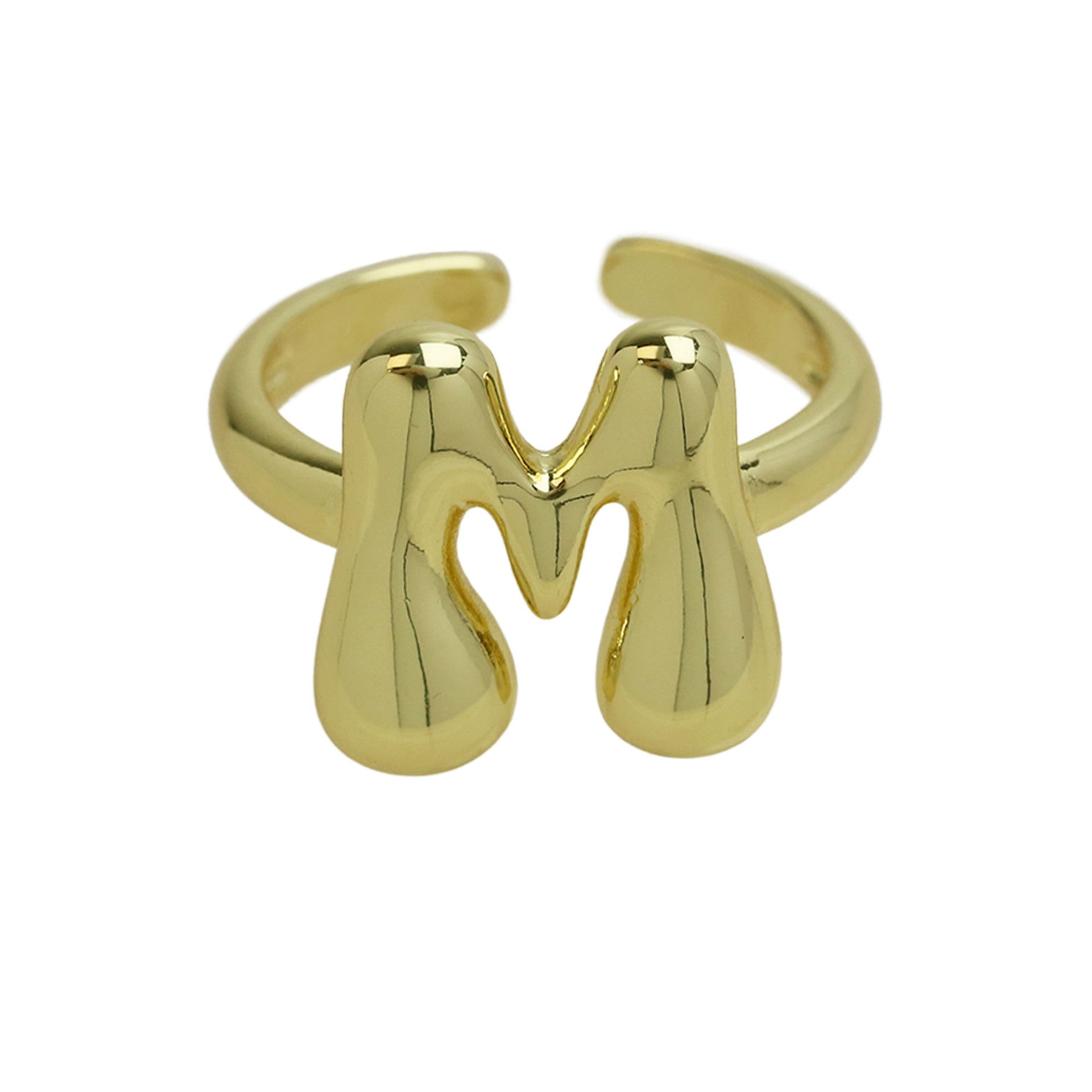 Pre Order: Golden Smooth Bubble Balloon Chubby Alphabet Ring