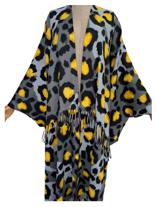 Pre Order:  Cozy Retro Leopard Print Cardigan with Matching Scarf - WINI