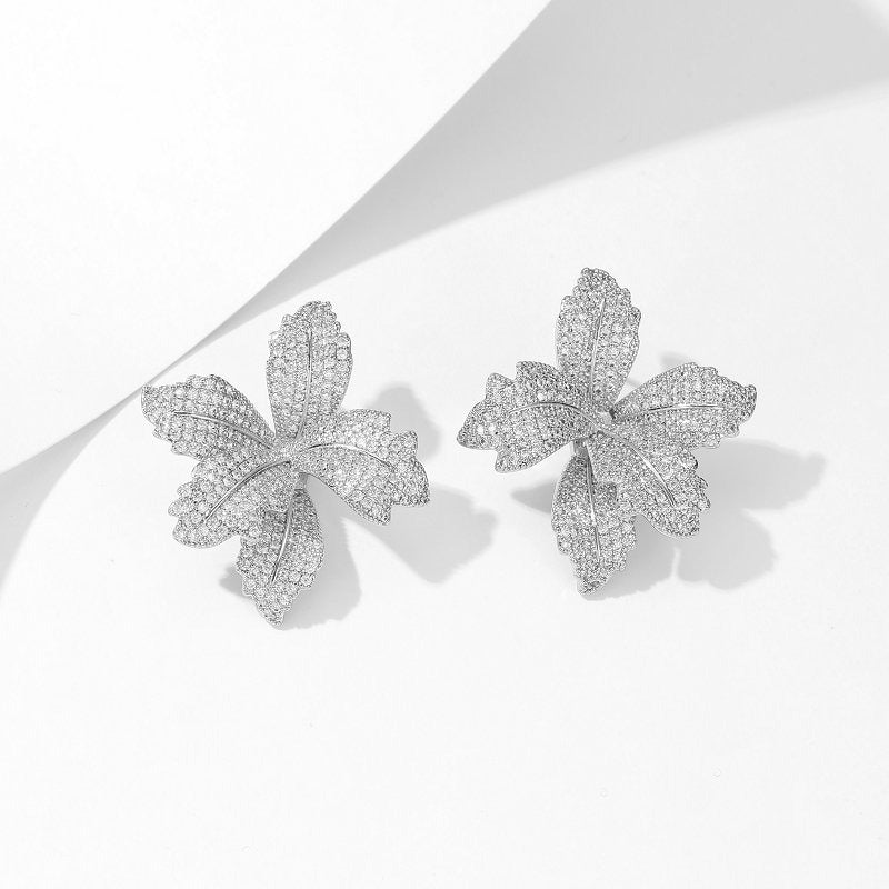 Pre Order:  Zircon Blooming Lily Flower Earrings