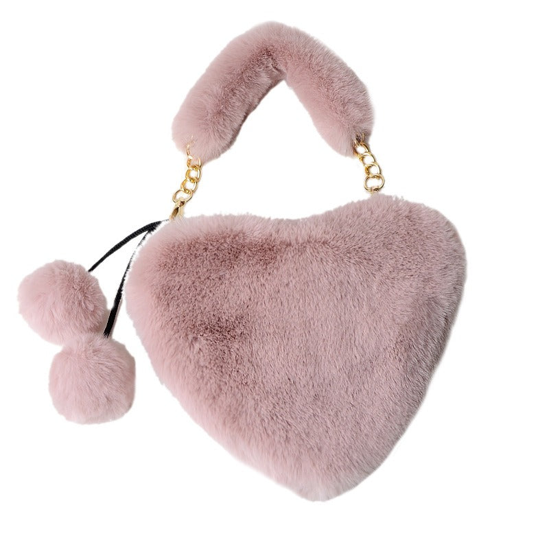 Plush Heart Shaped Handbag