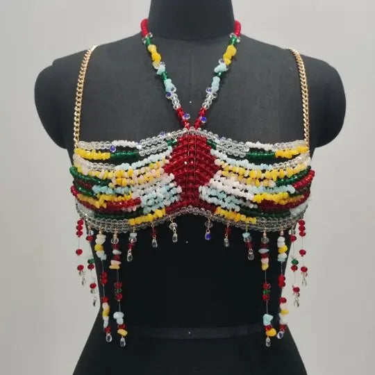 Pre  Order: Colored Stone Bead Chest Chain