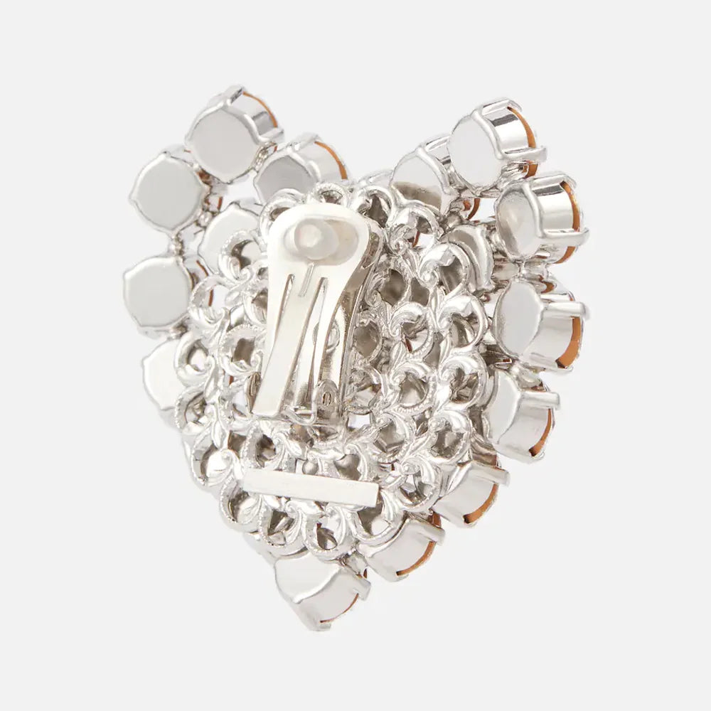 Pre Order:  Round Rhinestone Heart Clip-On Earrings