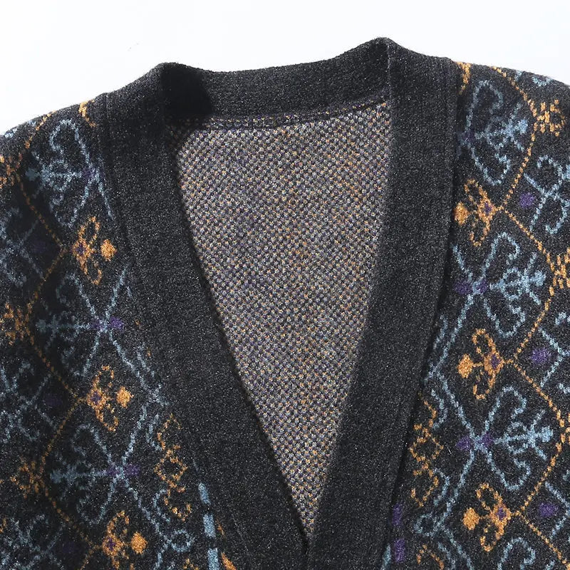 Pre Order:  Japanese Style Jacquard Knit Cardigan