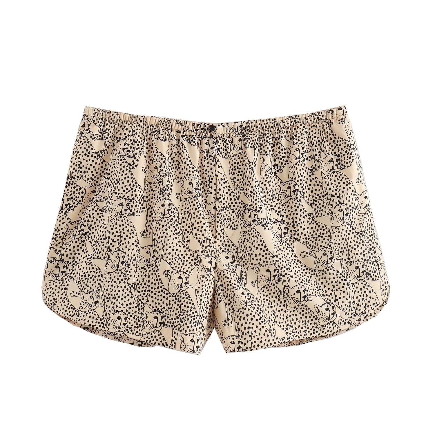 Pre Order: Animal Print Cropped Shirt + Shorts Set