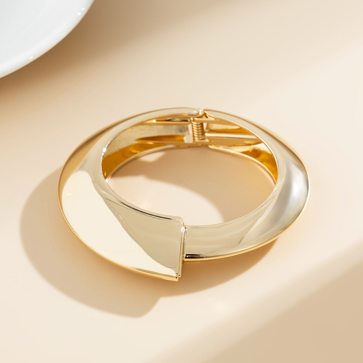 Pre Order:  Wide Edge Smooth Opening Geometric Bracelet