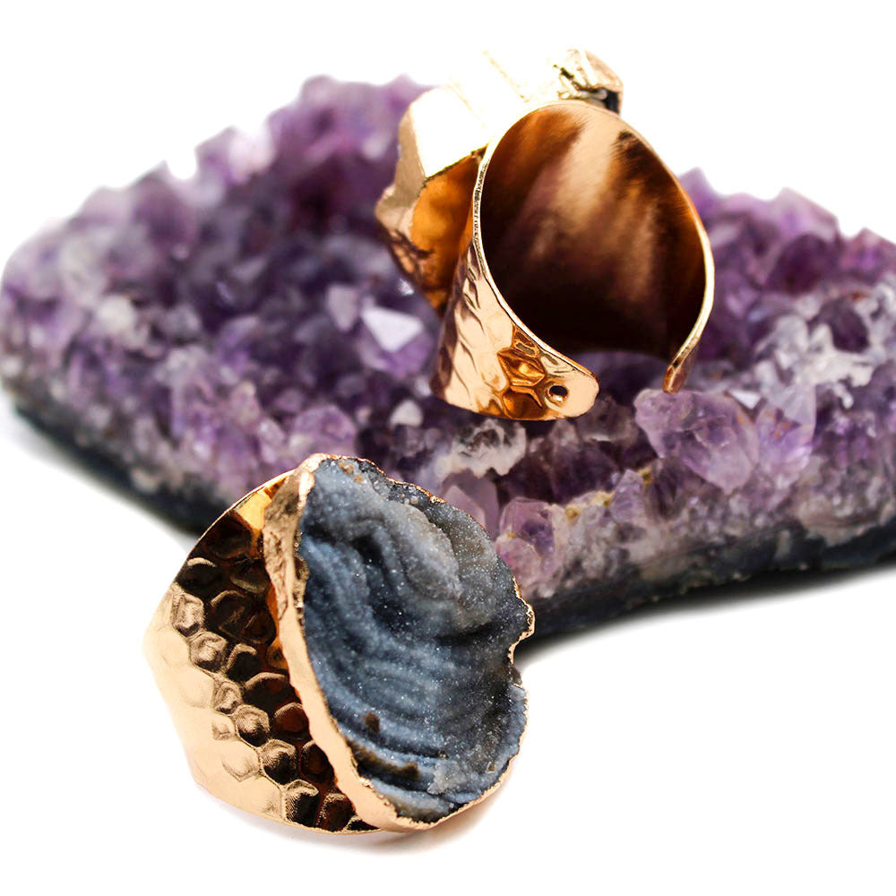 Pre Order:  Natural Agate Gold-Plated Ring