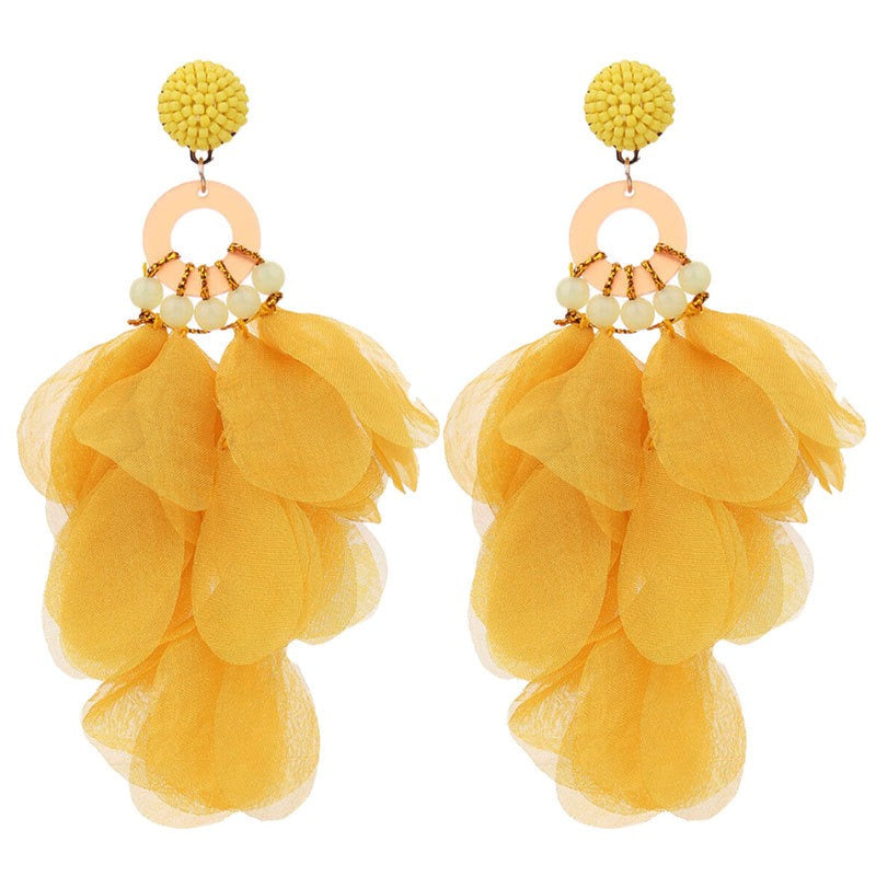 Pre Order:  Soft Petals Beaded Dangling Earrings