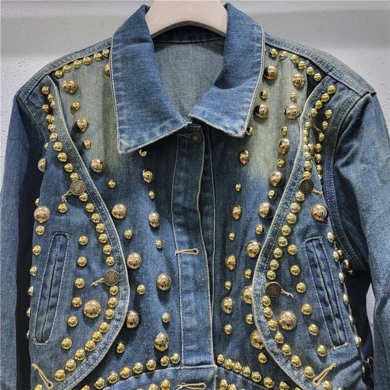 Pre Order:  Long Sleeve Rivet Denim Jacket