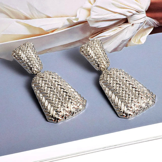 Pre Order:  Basket Weave Texture Drop Earrings